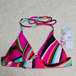 100 NWT Trina Turk Women's Swoop Print Reversible Bikini Top Sz 6